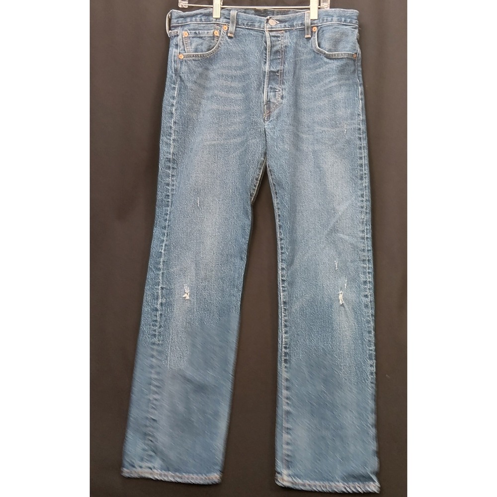 Levis 501 Original Fit Jeans Mens 36x32 Blue Denim Straight Leg Button Fly